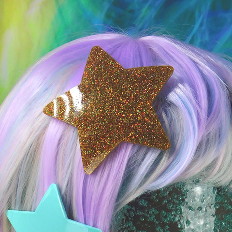 ::SALE::Discontinued:: Gold Hologram Star Hair Clip