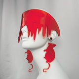 Red Transparent Glitter Rat Earrings