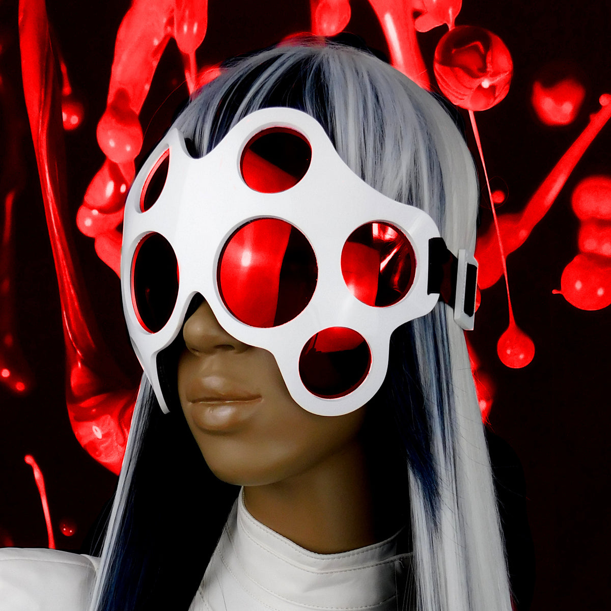 spider eyes night vision goggles Gloss White and Red Spider Eye Goggles – yokaicandy.com