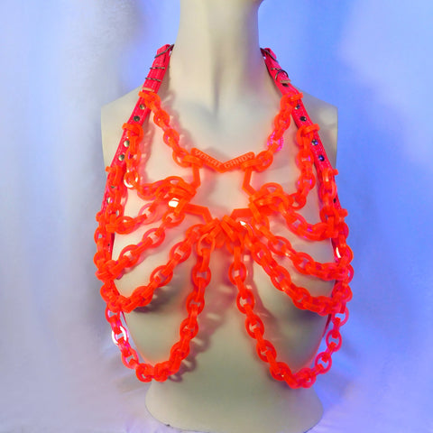::SAMPLE SALE::  Neon Red / Pink Transparent Star Chain Top