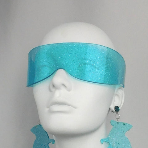 Aqua Glitter Curve Visor