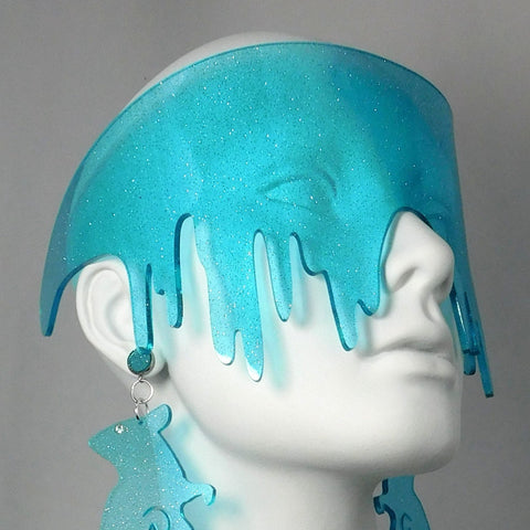 Aqua Glitter Drippy Slime Visor