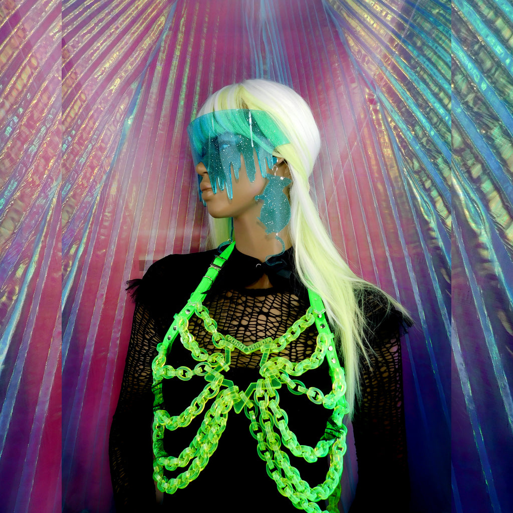 SALE LIMITED TIME Neon Green Transparent Star Harness yokaicandy