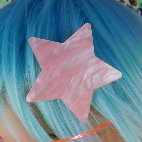 Baby Pink Pearl Star Hair Clip