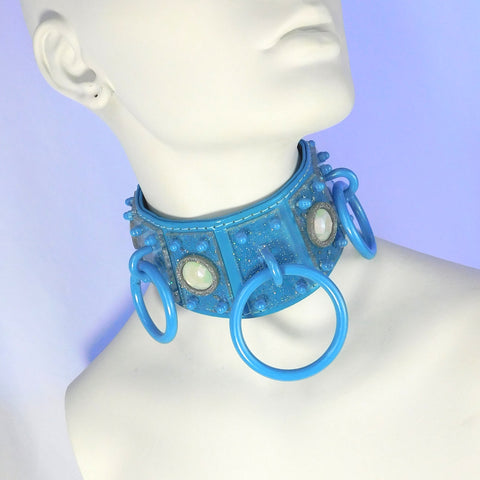 ::Discontinued:: Carousel Neck Wear in Sky Blue Pearl and Hologram Glitter Stars