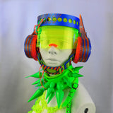 ::discontinued:: Metallic Royal Blue, Neon Orange and Green Patlabor Headgear :: 2-6 weeks ship::