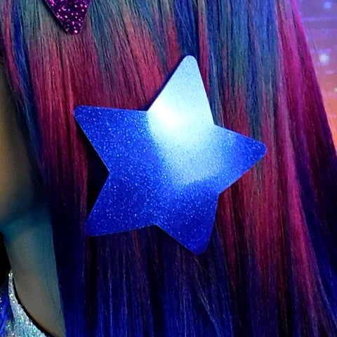 Cobalt Blue Glitter Star Hair Clip