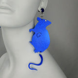 Cobalt Blue Glitter Rat Earrings