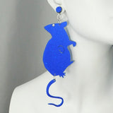 Cobalt Blue Glitter Rat Earrings
