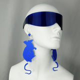 Cobalt Blue Glitter Rat Earrings