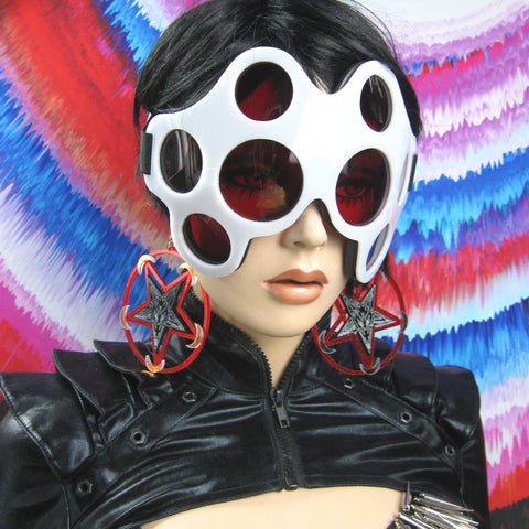 Gloss White and Red Spider Eye Goggles –