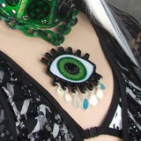 Grass Green and Apple Green Glitter Evil Eye Pendant (1-2 Weeks)