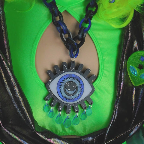 Blue Pearl Evil Eye Pendant