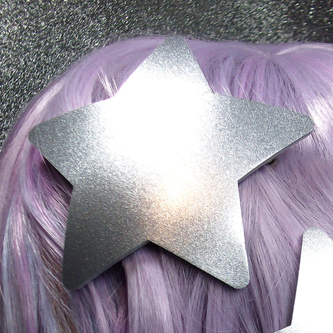 Silver Glitter Star Hair Clip