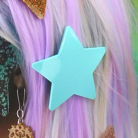 Mint Green Star Hair Clip