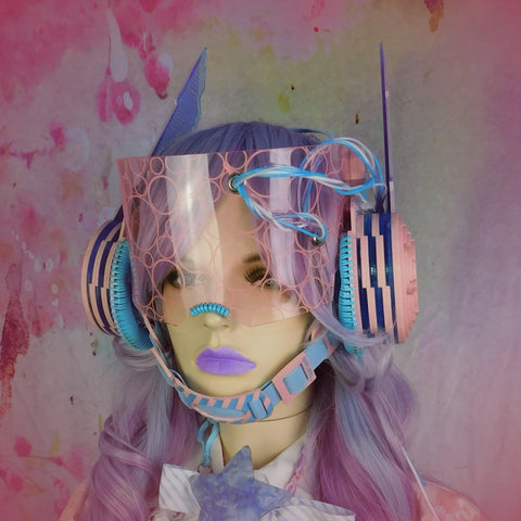 Ballet Pink and Blue Bubblegum Crisis Headgear :: 2-6 weeks ship::