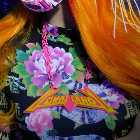 Yellow and Hot Pink Electro Logo Pendant