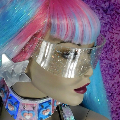 Hologram Star Glitter Clear Curve Visor