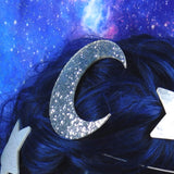 Extra Large Chunky Sliver Glitter Moon Hair Clip