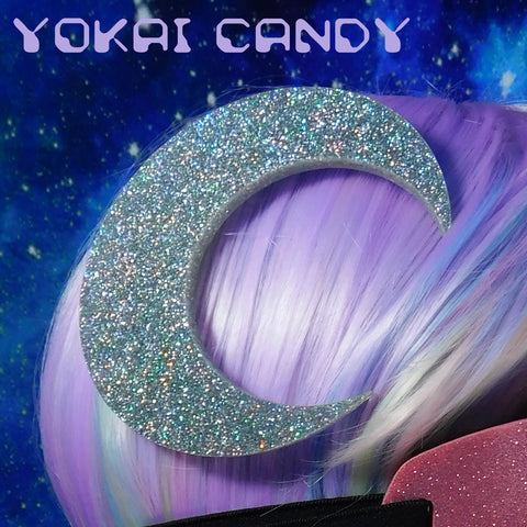 Extra Large Hologram Glitter Moon Hair Clip