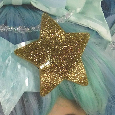 ::SALE::Discontinued::Light Gold Glitter Star Hair Clip