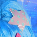 Light pink and Mint Alien Star Hair Clip
