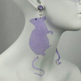 Lilac Transparent Glitter Rat Earrings