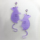 Lilac Transparent Glitter Rat Earrings