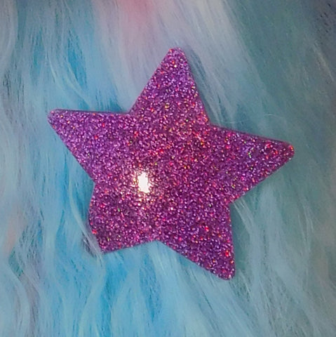 ::SALE::Discontinued:: Magenta Hologram Glitter Star Hair Clip