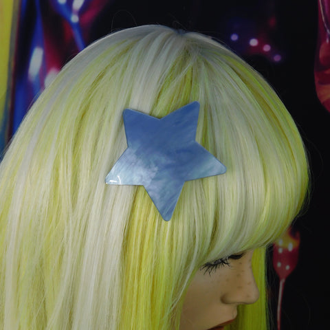 Baby Blue Pearl Star Hair Clip