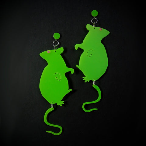 Milky Neon Green Rat Earrings