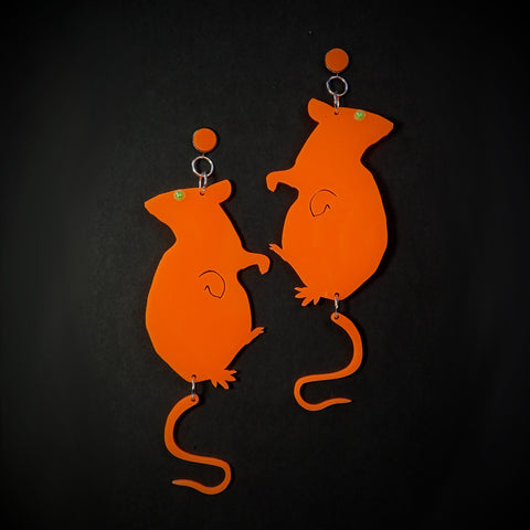 Milky Neon Orange Rat Earrings