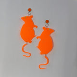 Milky Neon Orange Rat Earrings
