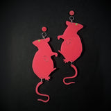 Milky Neon Strawberry Rat Earrings