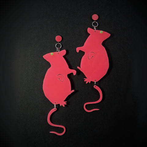 Milky Neon Strawberry Rat Earrings