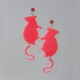 Milky Neon Strawberry Rat Earrings