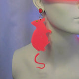 Milky Neon Strawberry Rat Earrings