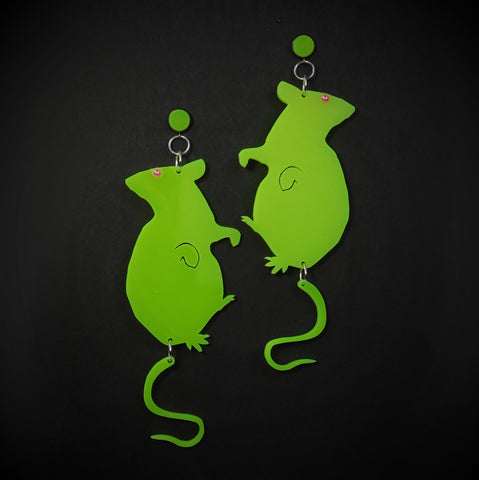 Milky Neon Yellow Rat Earrings