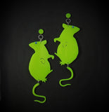 Milky Neon Yellow Rat Earrings