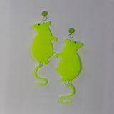 Milky Neon Yellow Rat Earrings