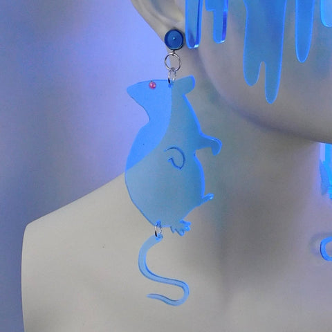 Neon Blue Rat Earrings