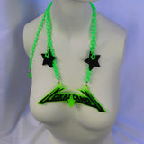 Milky Neon Green and Matte Black Electro Logo Pendant