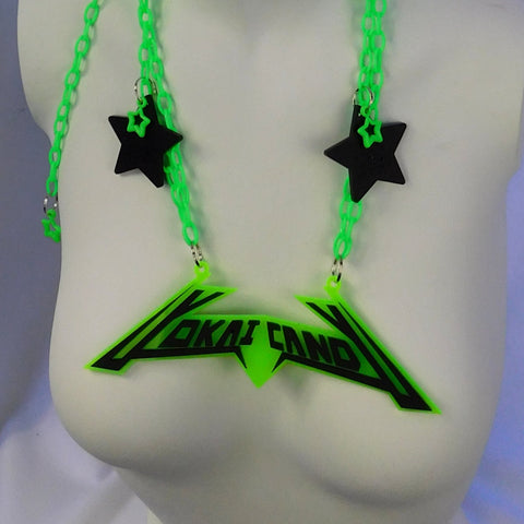 Milky Neon Green and Matte Black Electro Logo Pendant