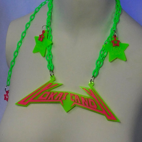 Milky Neon Green and Neon Pink Electro Logo Pendant