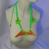 Milky Neon Green and Neon Pink Electro Logo Pendant