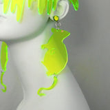 Neon Green Rat Earrings