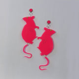 Neon Pink Rat Earrings