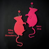 Milky Neon Strawberry Rat Earrings