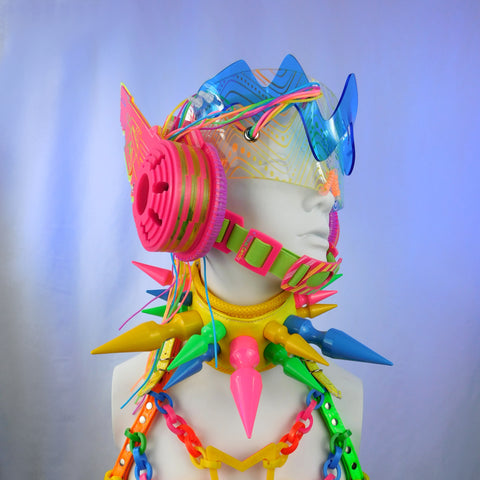 Hot Pink and Rainbow Lava Headgear :: 2-6 weeks ship::