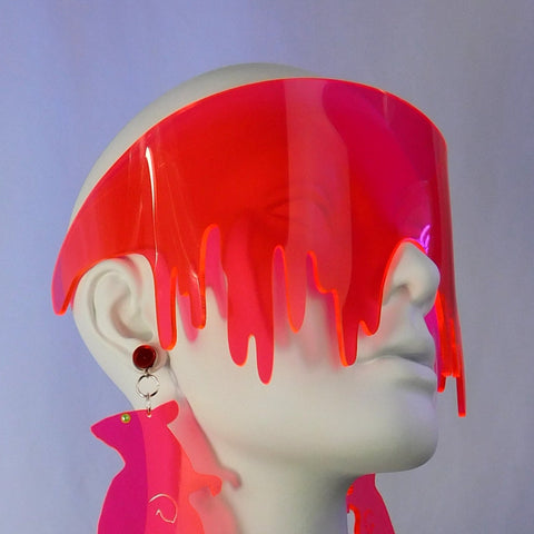 Neon Red Pink Drippy Slime Visor